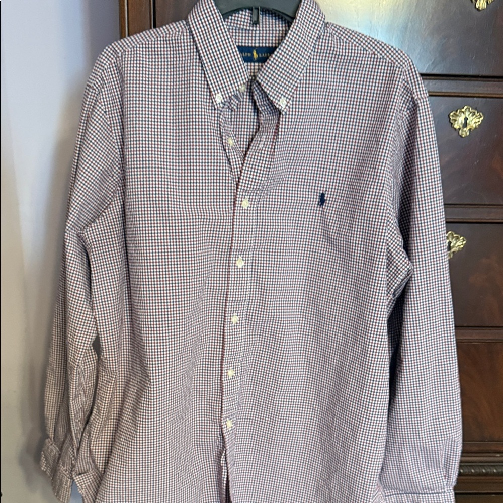 Ralph Lauren Blue Label Burgundy Checkered Shirt XL - Picture 6 of 7